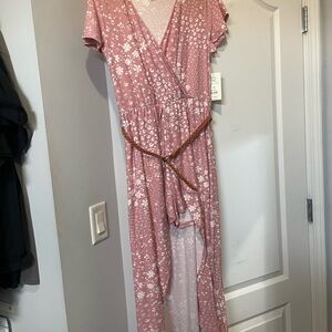 No Boundaries Pink Floral High Low Dress NWT